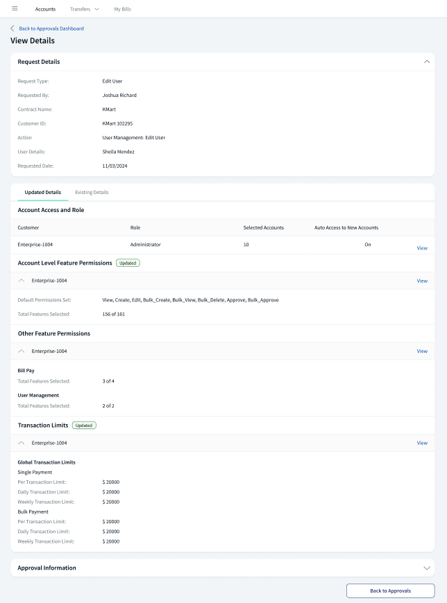 Updated User Approval Hisotry Details